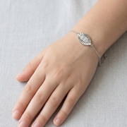 Marquise 925 Silver Bracelet Adjustable Length